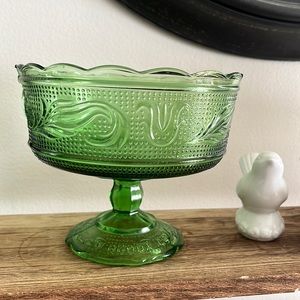 Vintage Green glass candy dish